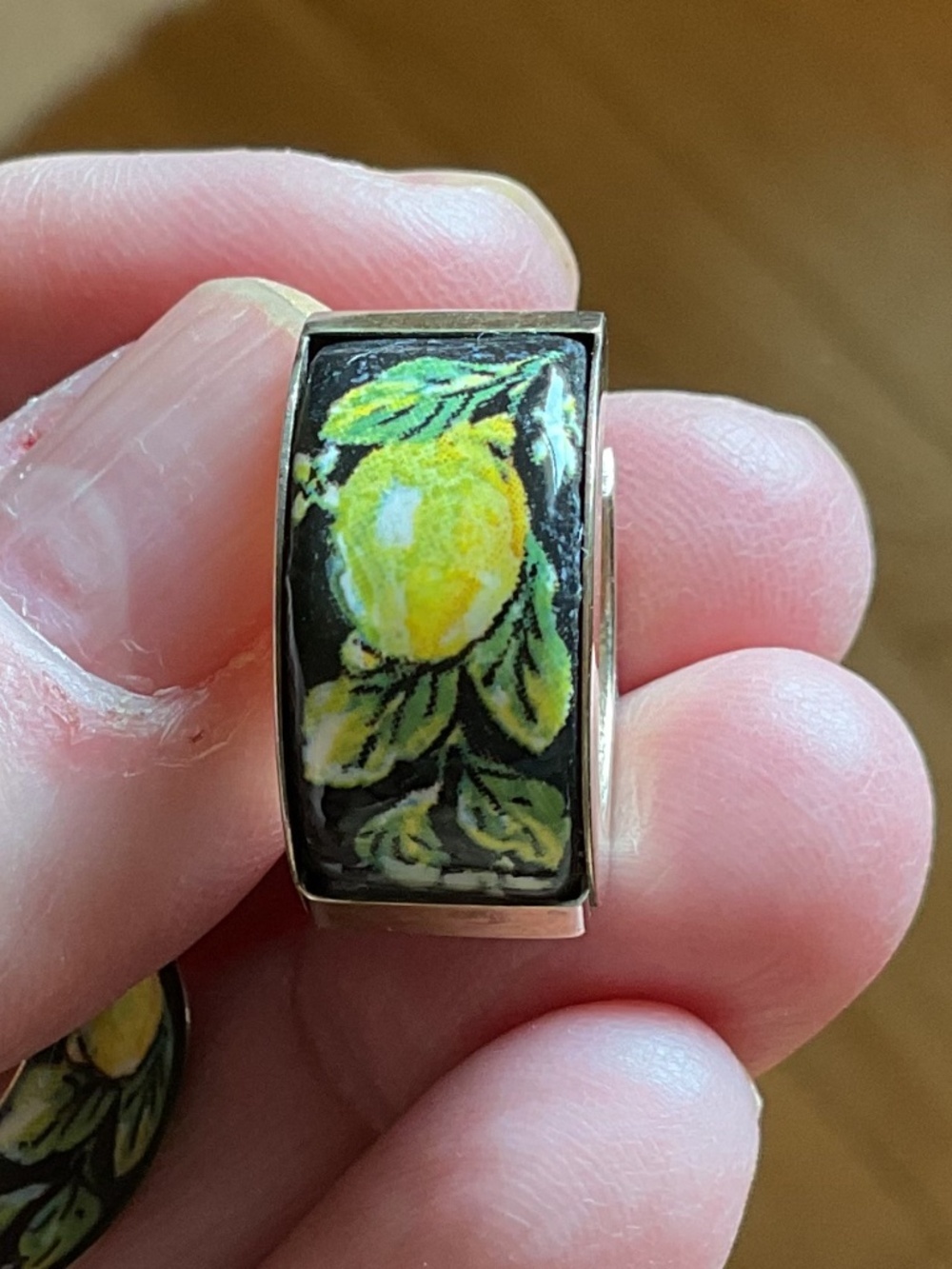 TAGLIAMONTE Gold Plated Sterling Silver 925 Sicilian Lemons Enamel Round Earring - Picture 15 of 15